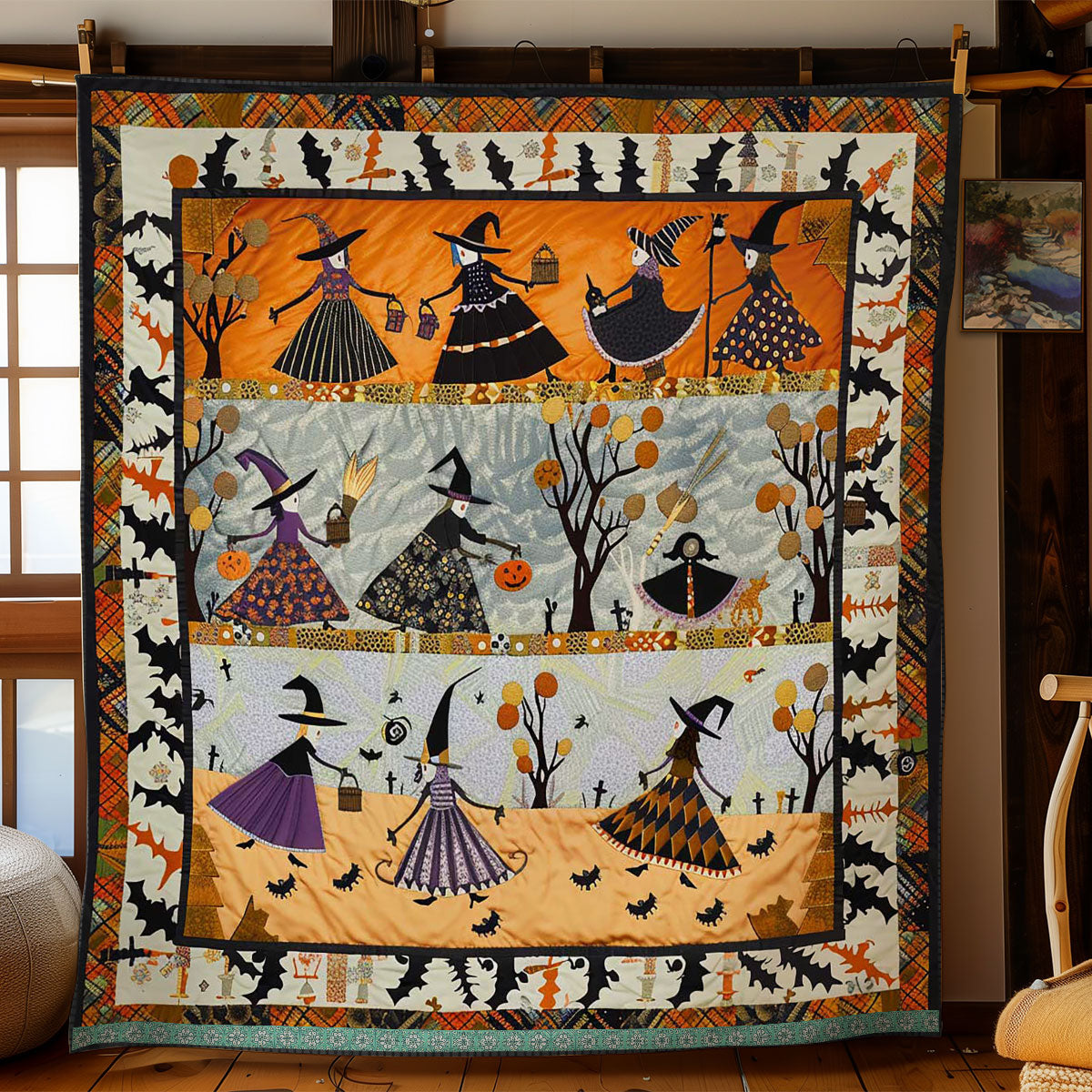 Halloween Witches' Bonfire Ritual WN3008041CL Quilt