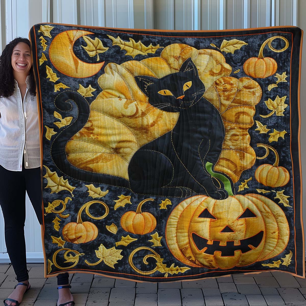 Halloween Black Cat WM2307001CL Quilt