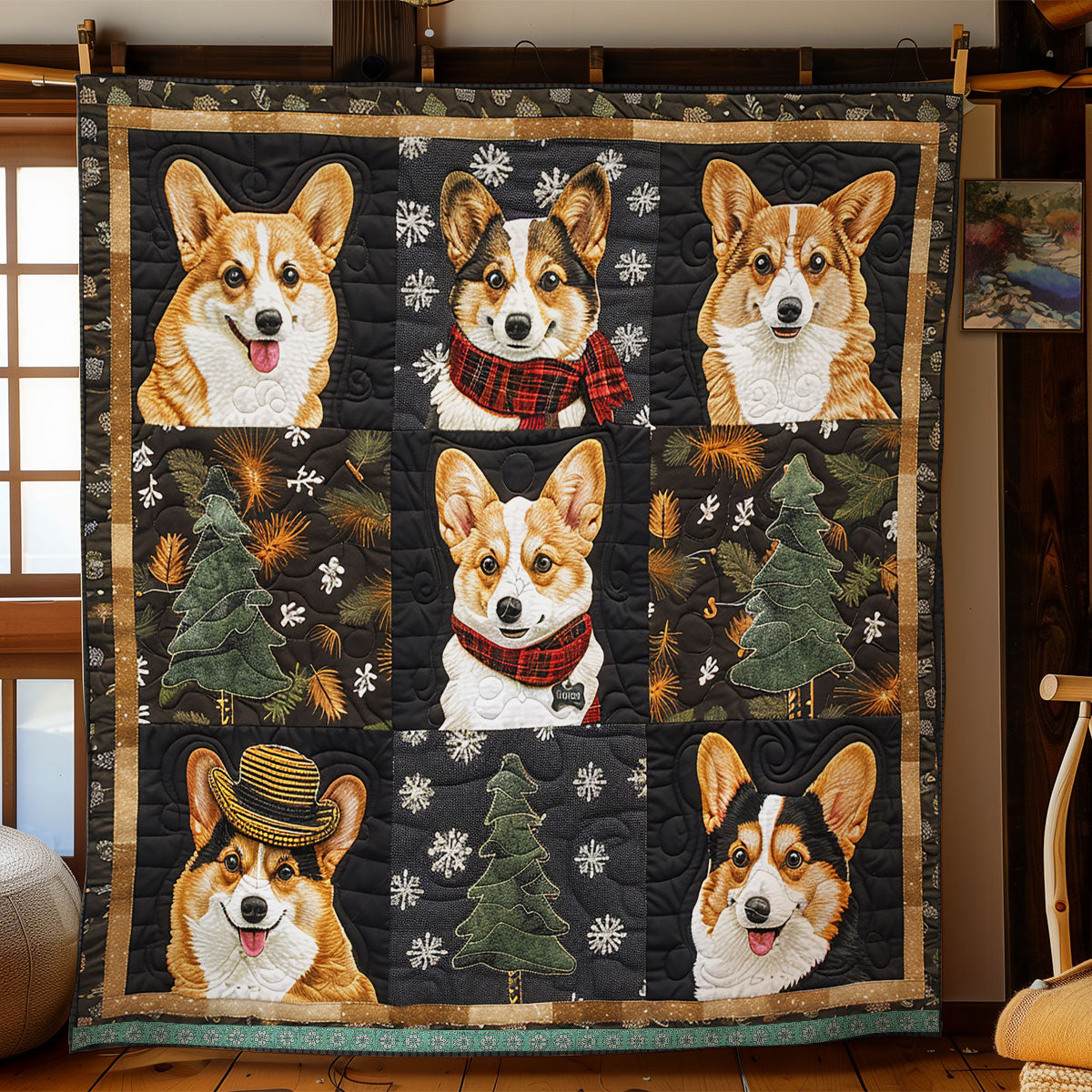 Happy Corgi WN0909032CL Quilt