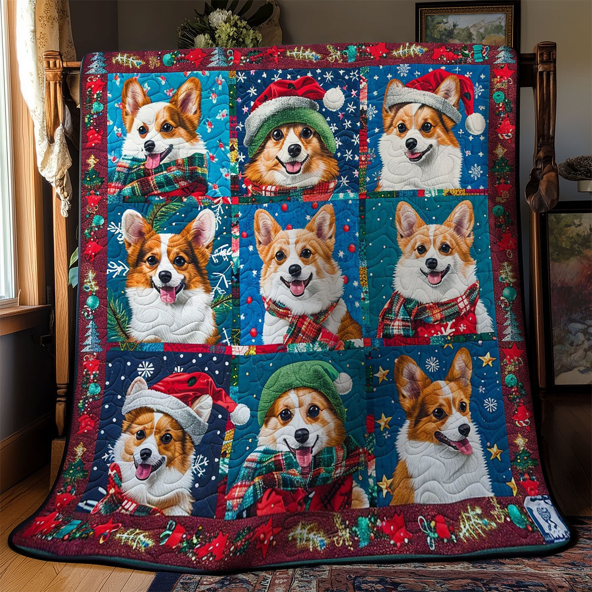 Happy Winter Corgi WM1908021CL Quilt