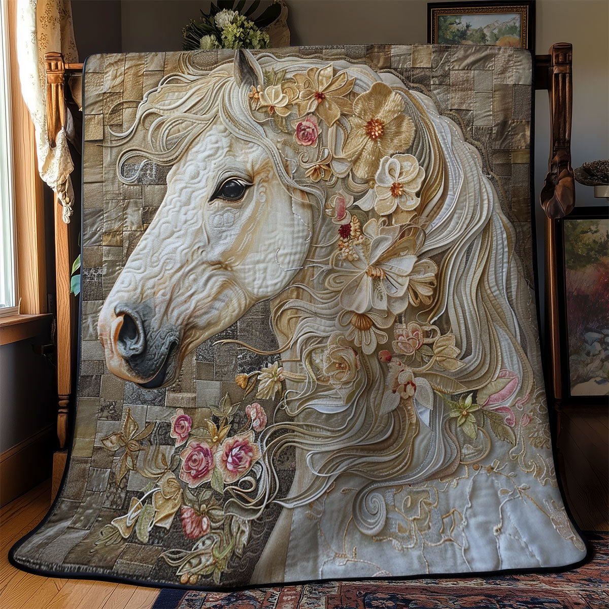 Horse And Flowers WM2008048CL Quilt