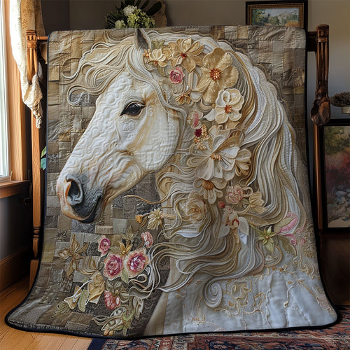 Horse And Flowers WM2008048CL Quilt