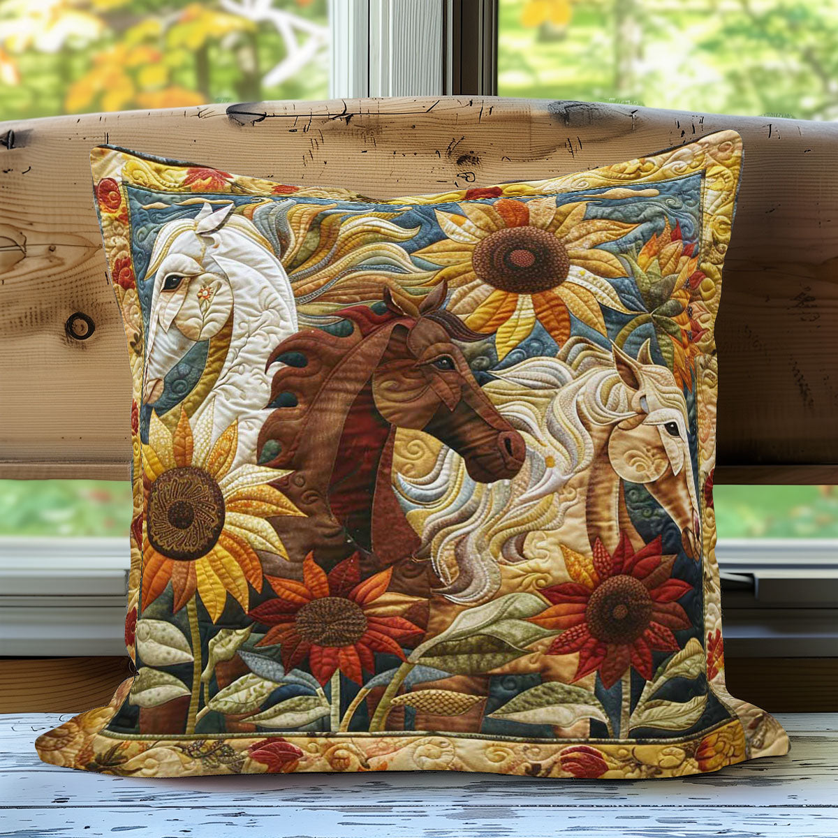 Horse Family WN3007068CL Quilt Pillow Case