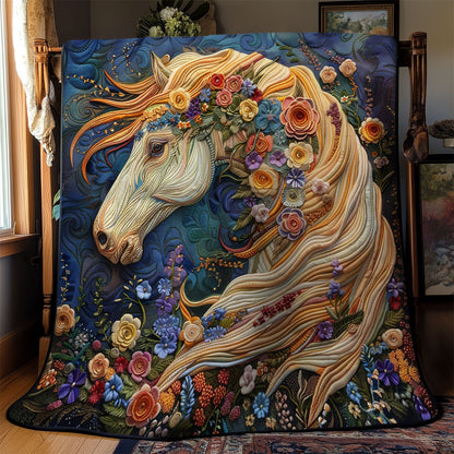 Horse Flowing Floral Mane WM0909016CL Quilt