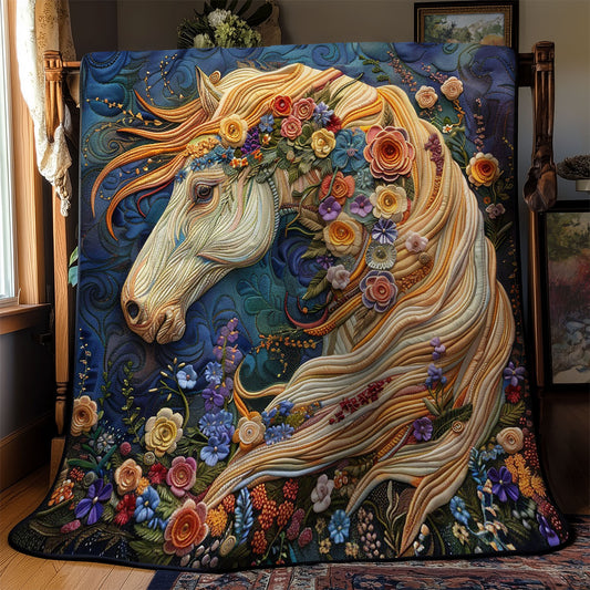 Horse Flowing Floral Mane WM0909016CL Quilt