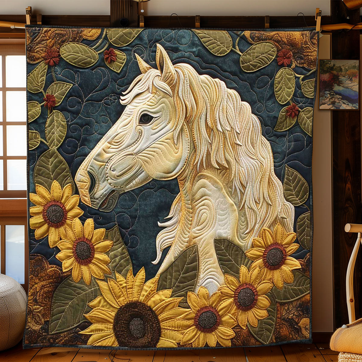 Horse Trail Sunflowers WN2108076CL Quilt