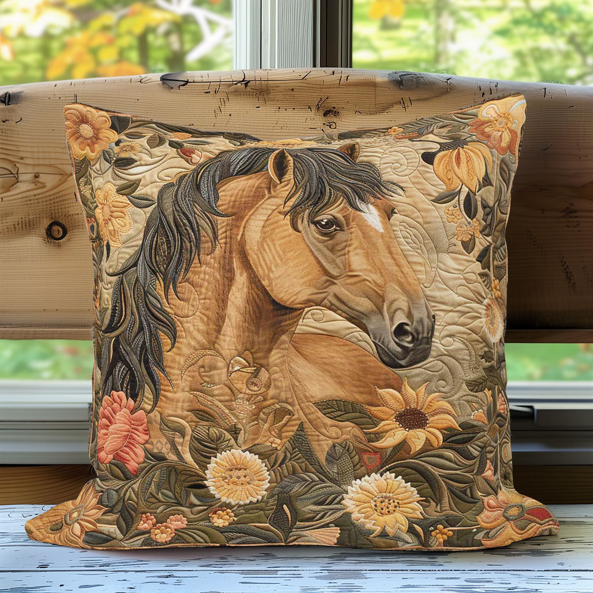 Horse and Blossom WN3007067CL Quilt Pillow Case