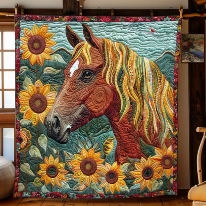 Horse's Sunflower Symphony WN2408179CL Quilt