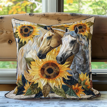 Horses And Sunflowers WN2607052CL Quilt Pillow Case