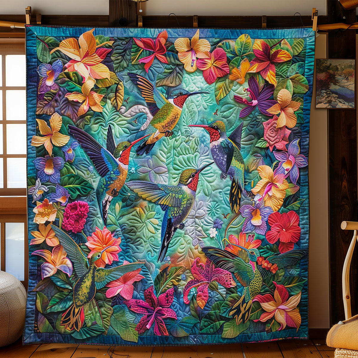 Hummingbird Blissful Blooms WN2708060CL Quilt