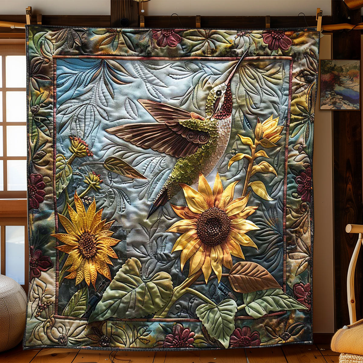 Hummingbird Bright Petals WN1908013CL Quilt