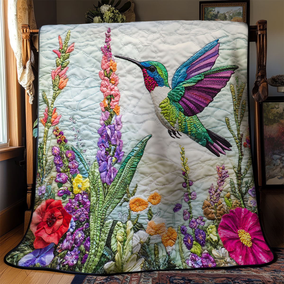 Hummingbird Charming Flowers WM1908002CL Quilt