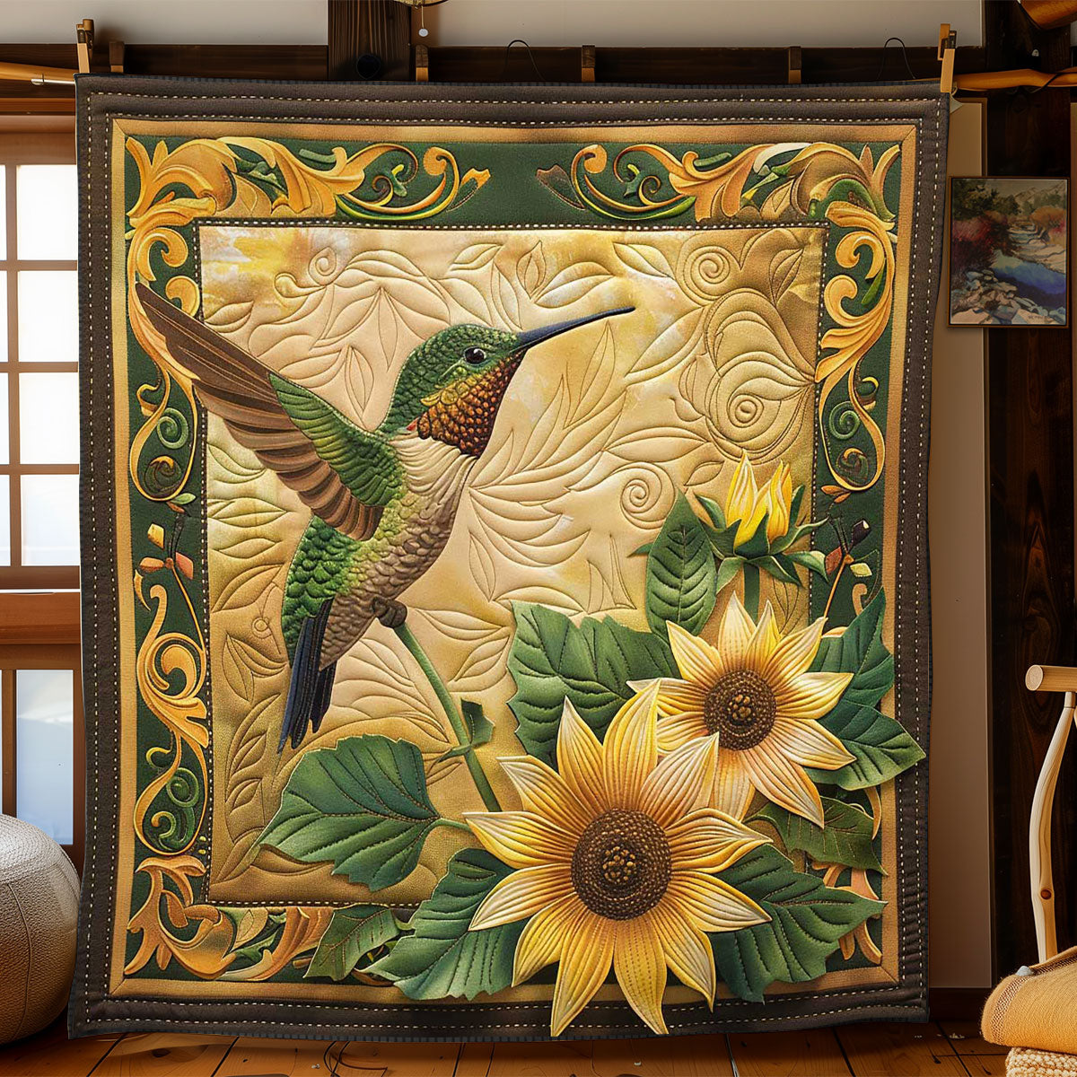 Hummingbird Golden Glow WN1908015CL Quilt