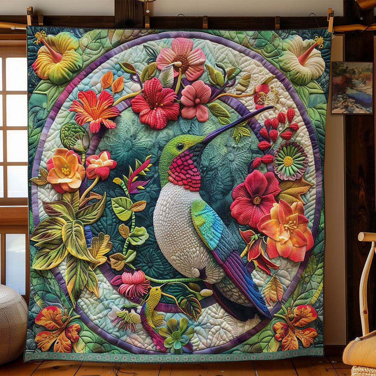Hummingbird In The Circle Of Life WN1609033CL Quilt