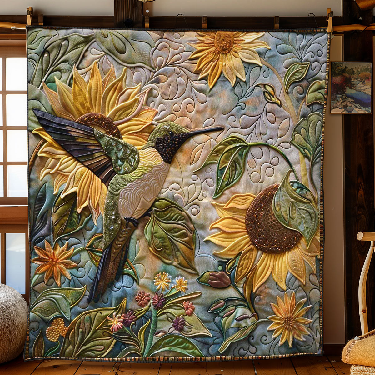 Hummingbird Sunflower WN1908009CL Quilt