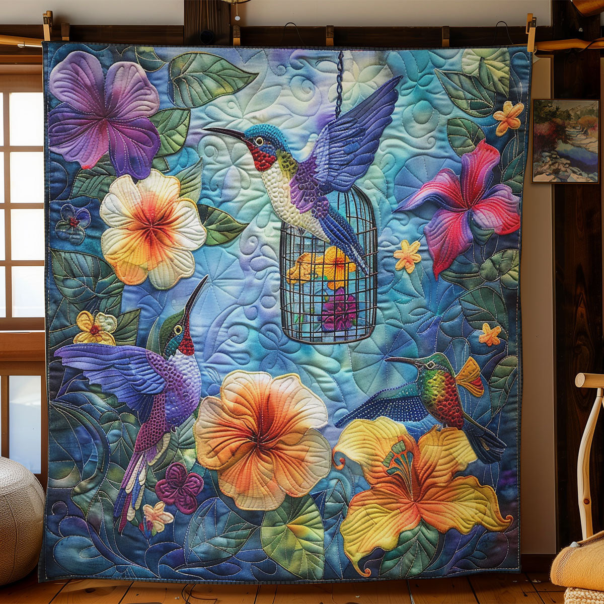 Hummingbirds And Flower SR2308024CL Quilt