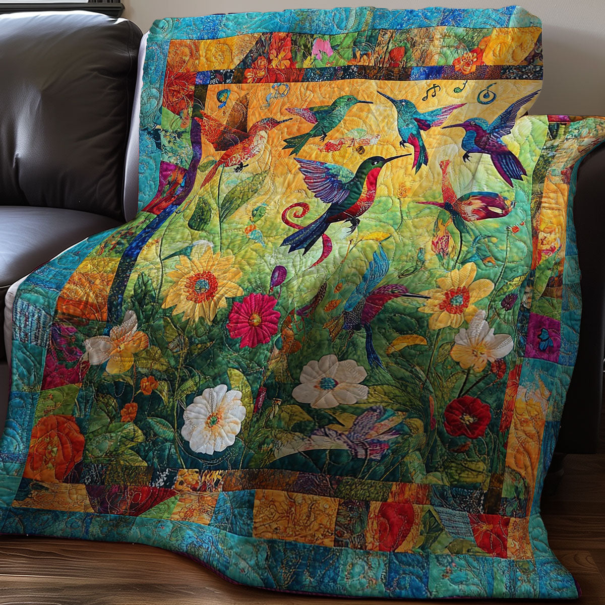 Hummingbirds And Music Garden WM3107001CL Quilt