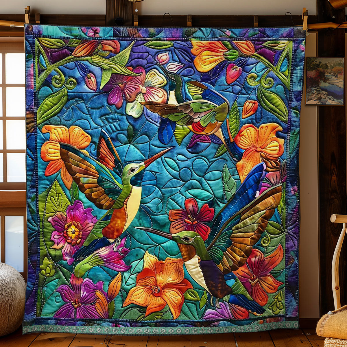 Hummingbirds Garden Art WN0509054CL Quilt