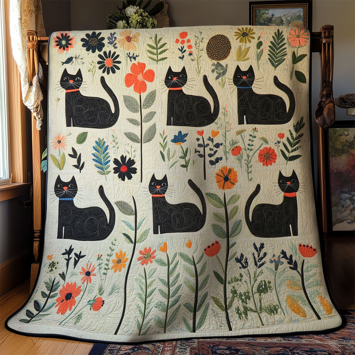 Joyful Black Cat WM3008028CL Quilt