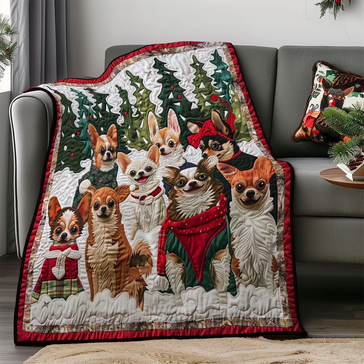 Joyful Chihuahua Family SR1608050CL Quilt