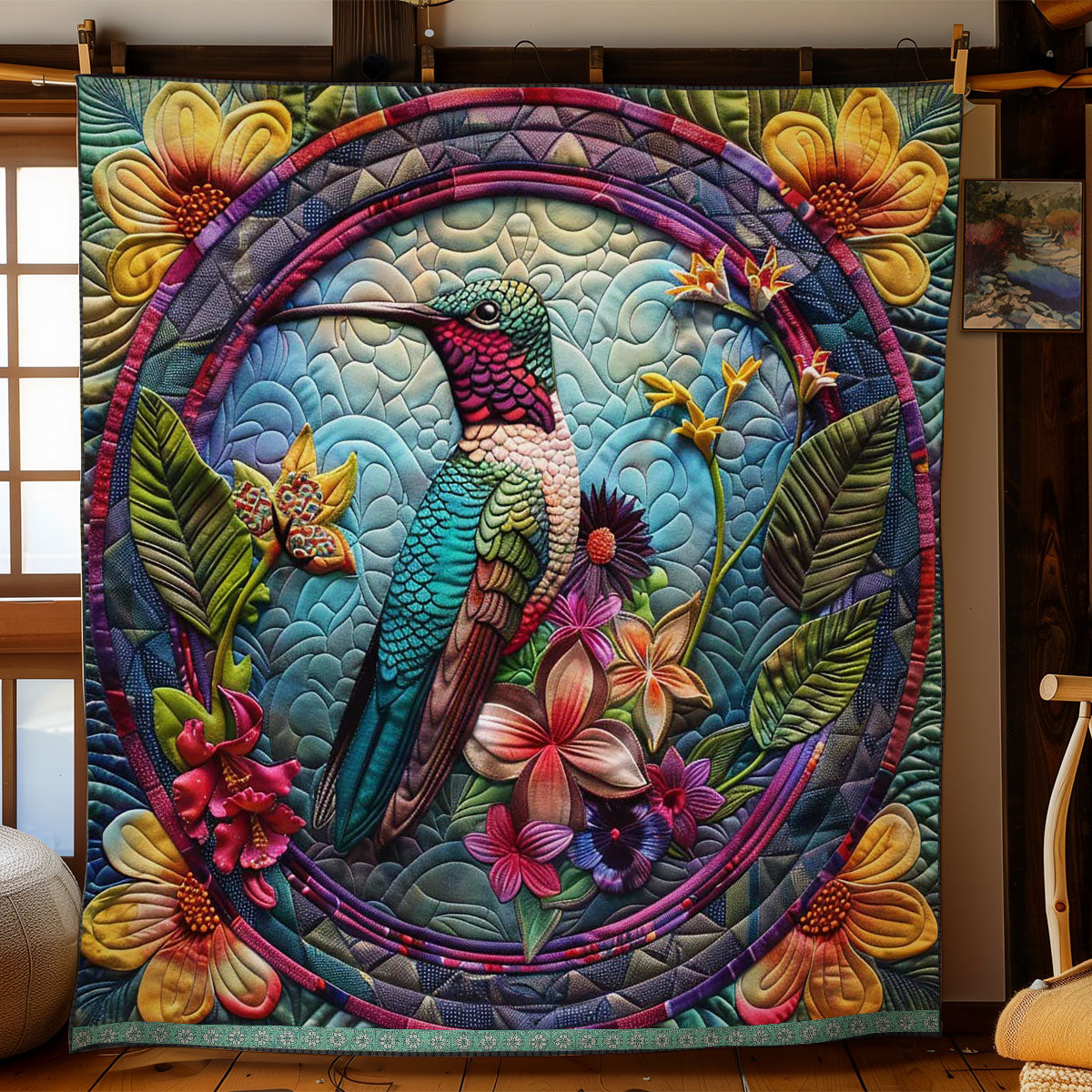 Mandala Of Hummingbird’s Harmony WN1609043CL Quilt