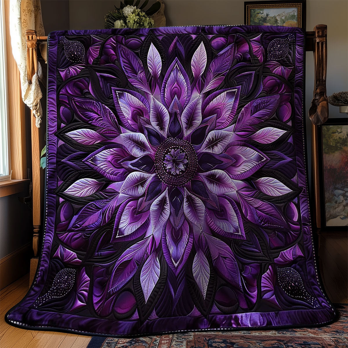 Mandala Purple Flower WM0509018CL Quilt