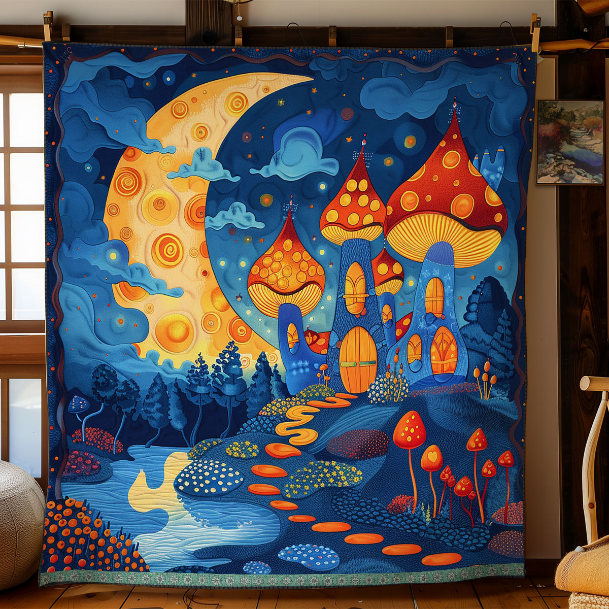 Moonlit Mushroom Cottage WN0909100CL Quilt