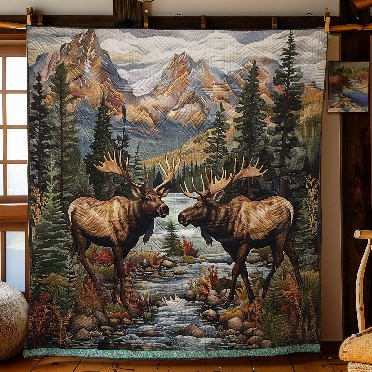 Moose In The Quiet Forest WN1709003CL Quilt