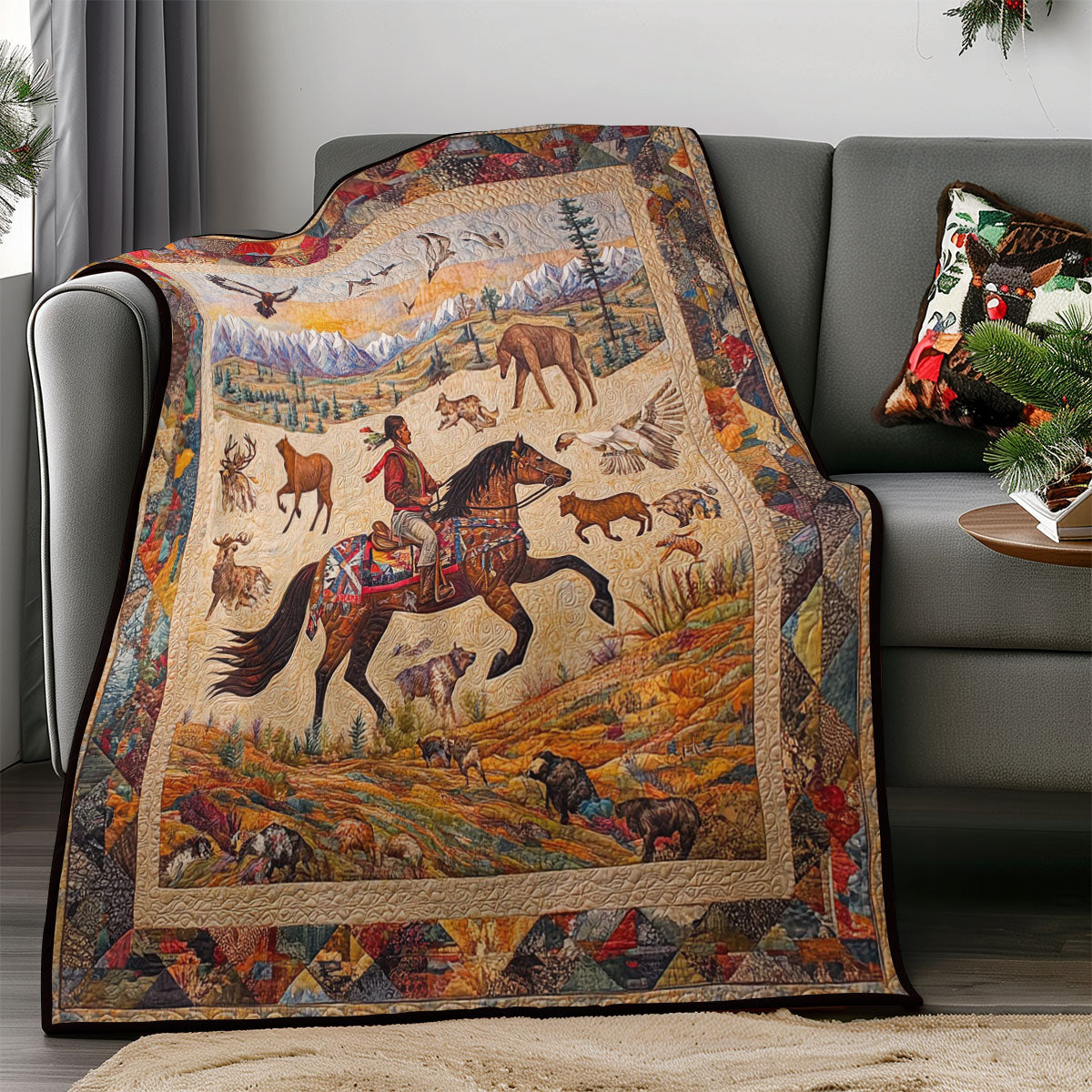 Native American Horse Riding WM0508031CL Quilt