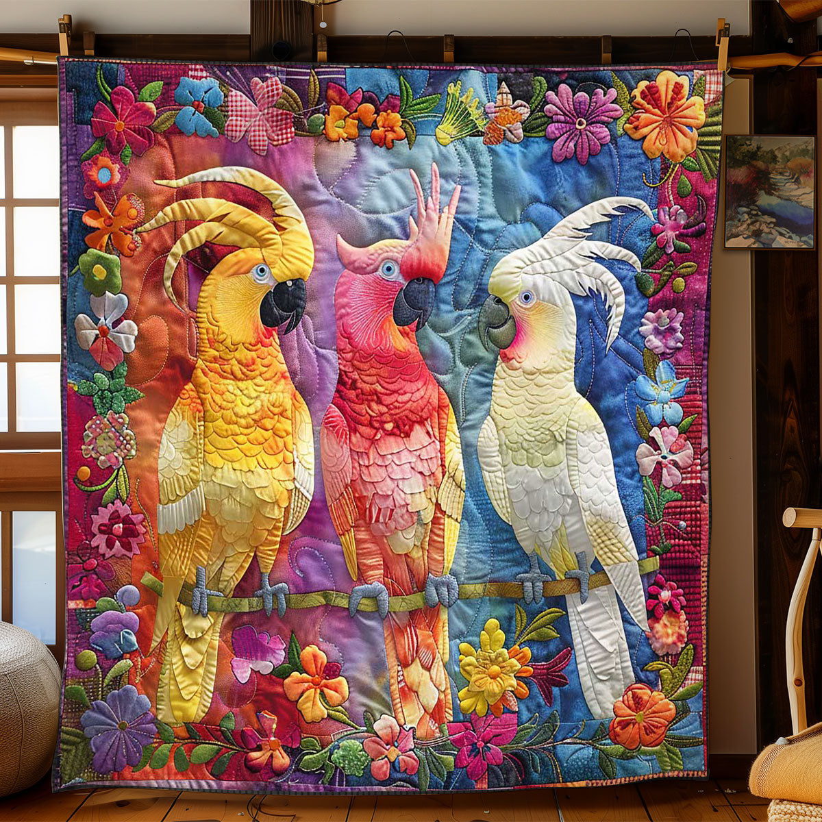 Parrots' Colorful Garden Party WN2408114CL Quilt