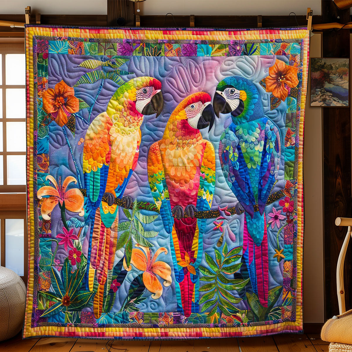 Parrots' Colorful Garden WN2408072CL Quilt