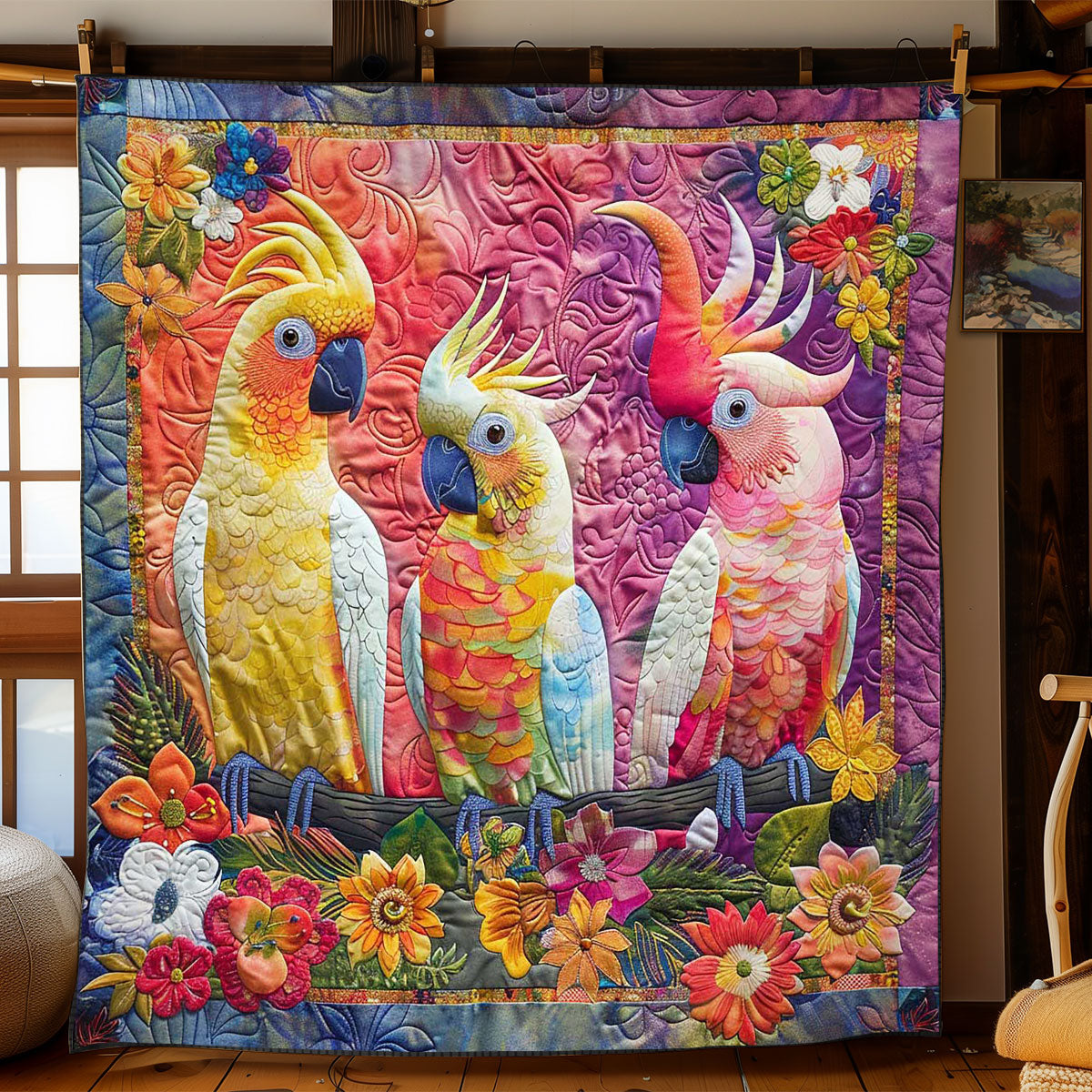 Parrots' Flowered Wonderland WN2408112CL Quilt