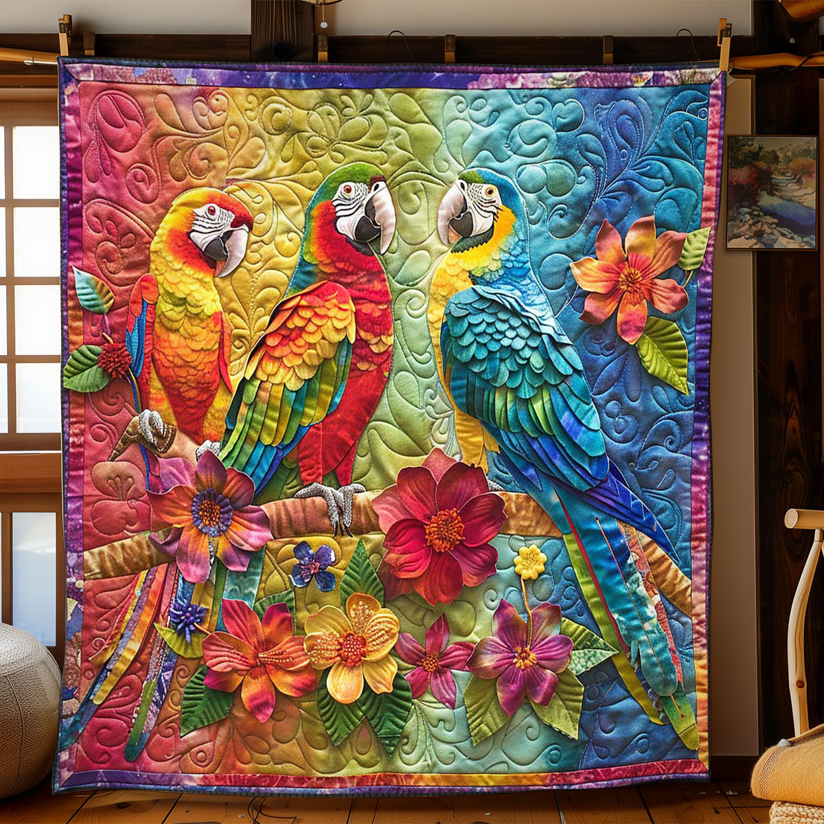 Parrots' Tropical Bloom WN2408075CL Quilt