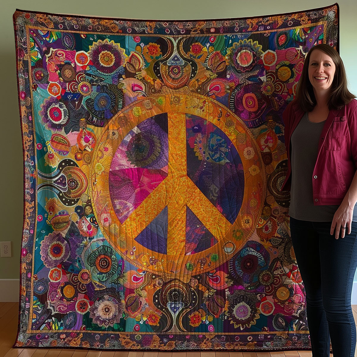 Peace Sign Hippie WM2907001CL Quilt