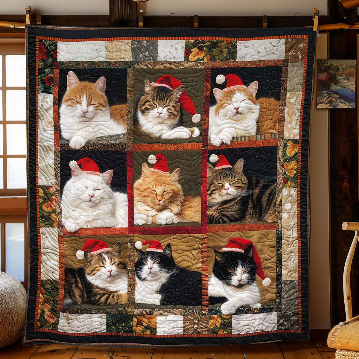 Peaceful Christmas Cats WN1508109CL Quilt