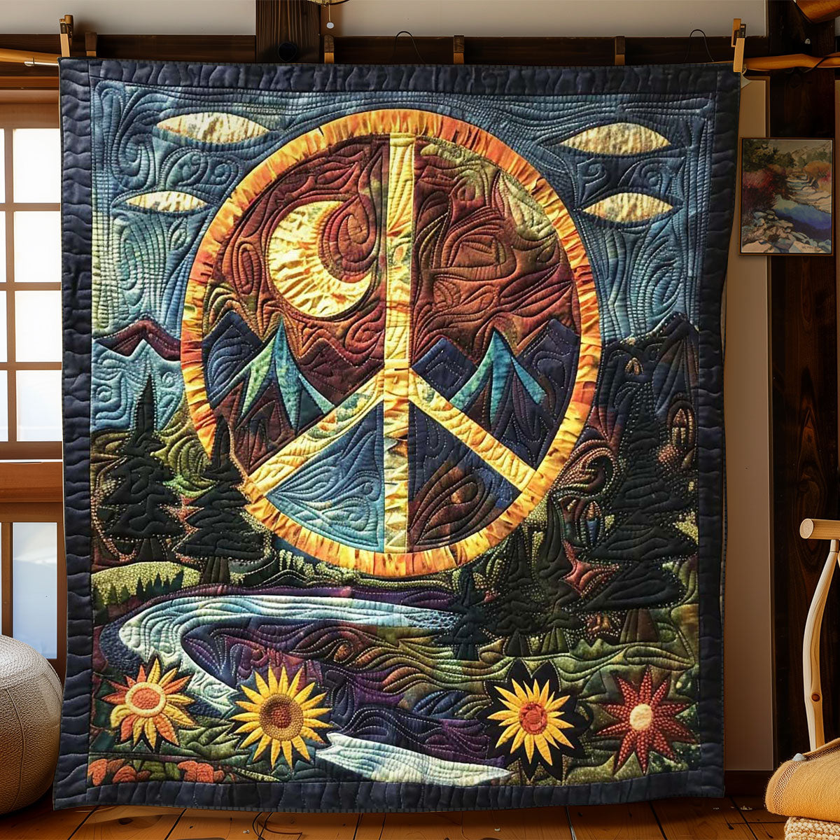 Peaceful Sunflower Escape WN1008089CL Quilt