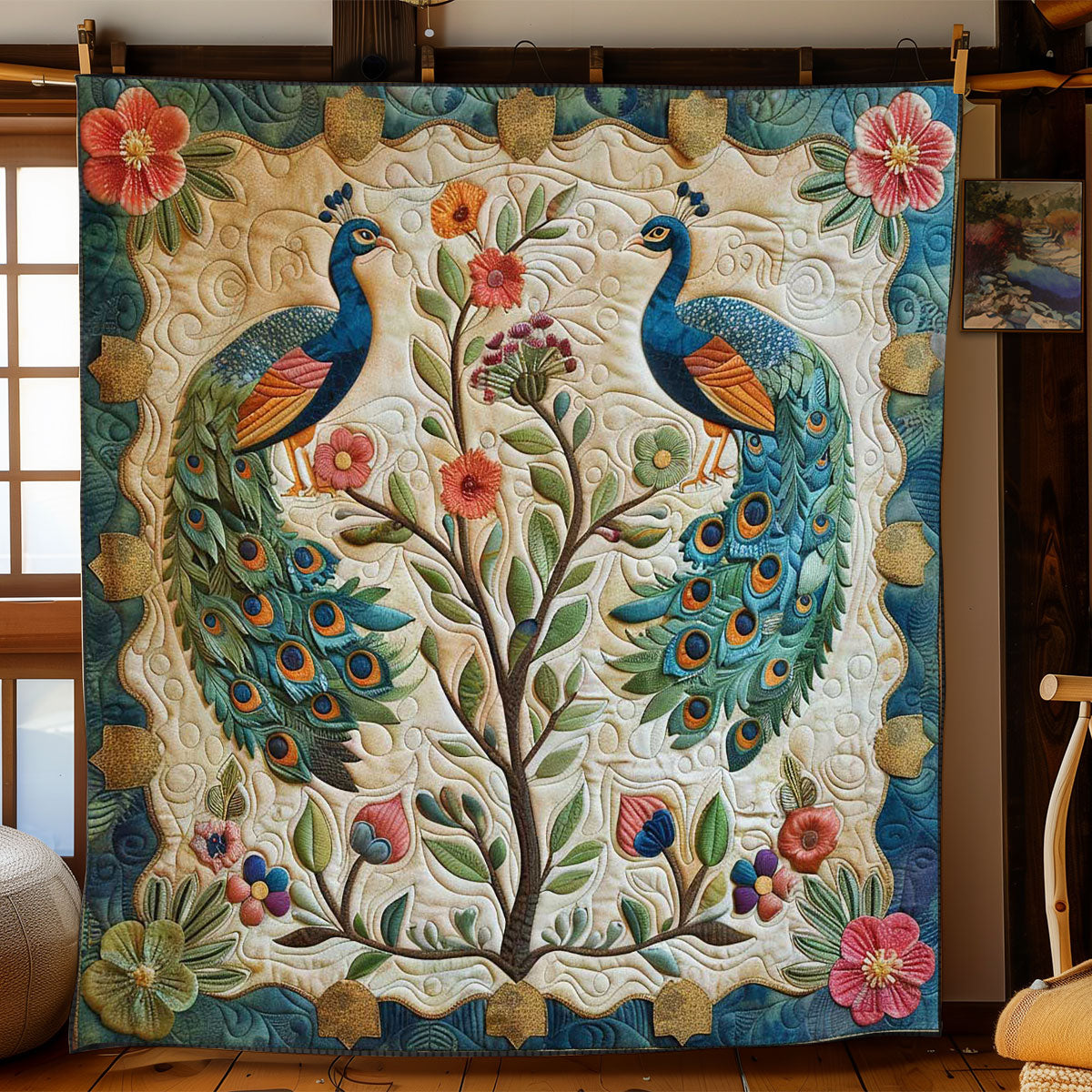 Peafowl's Blooming Grace WN1608035CL Quilt