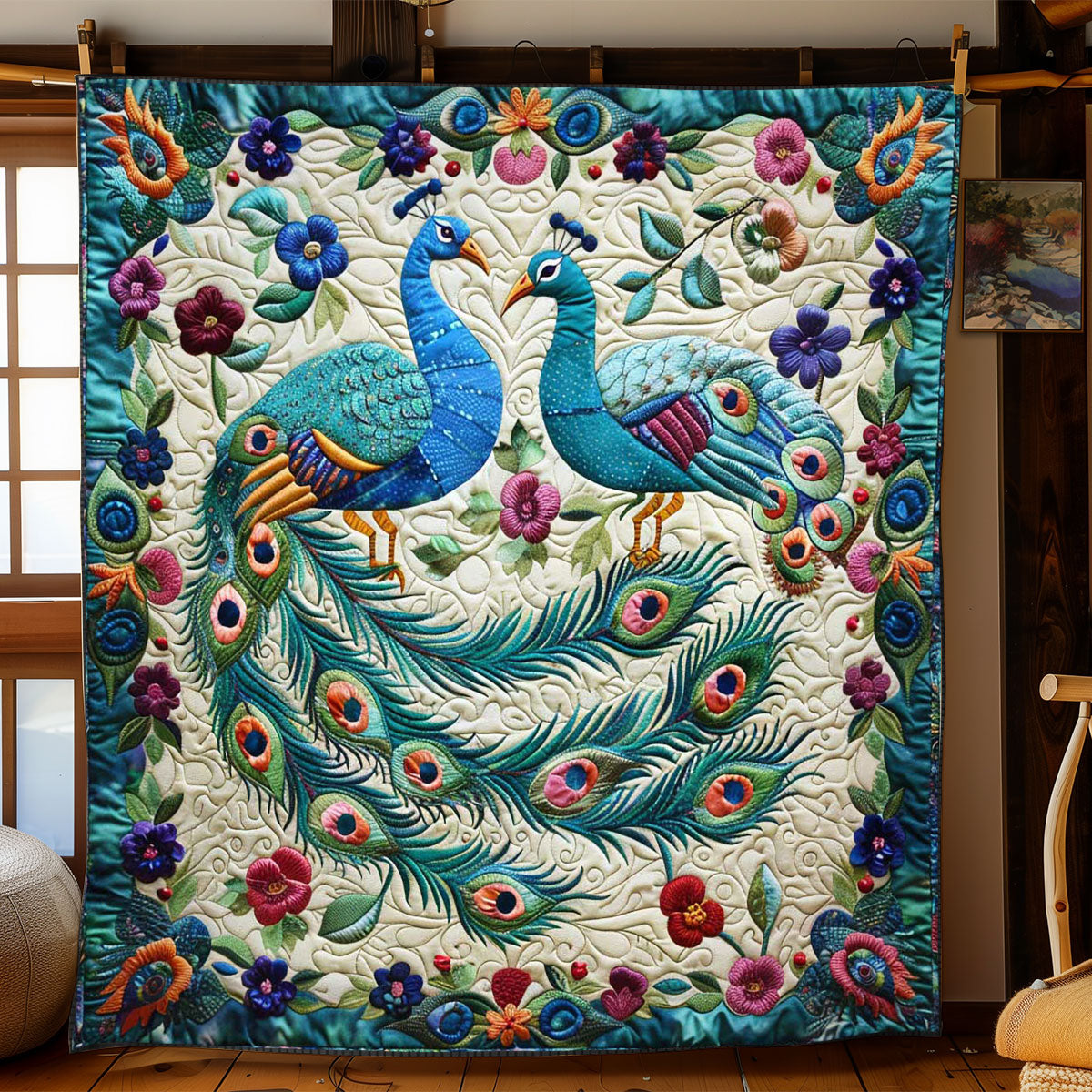 Peafowl's Floral Fantasy WN1608038CL Quilt