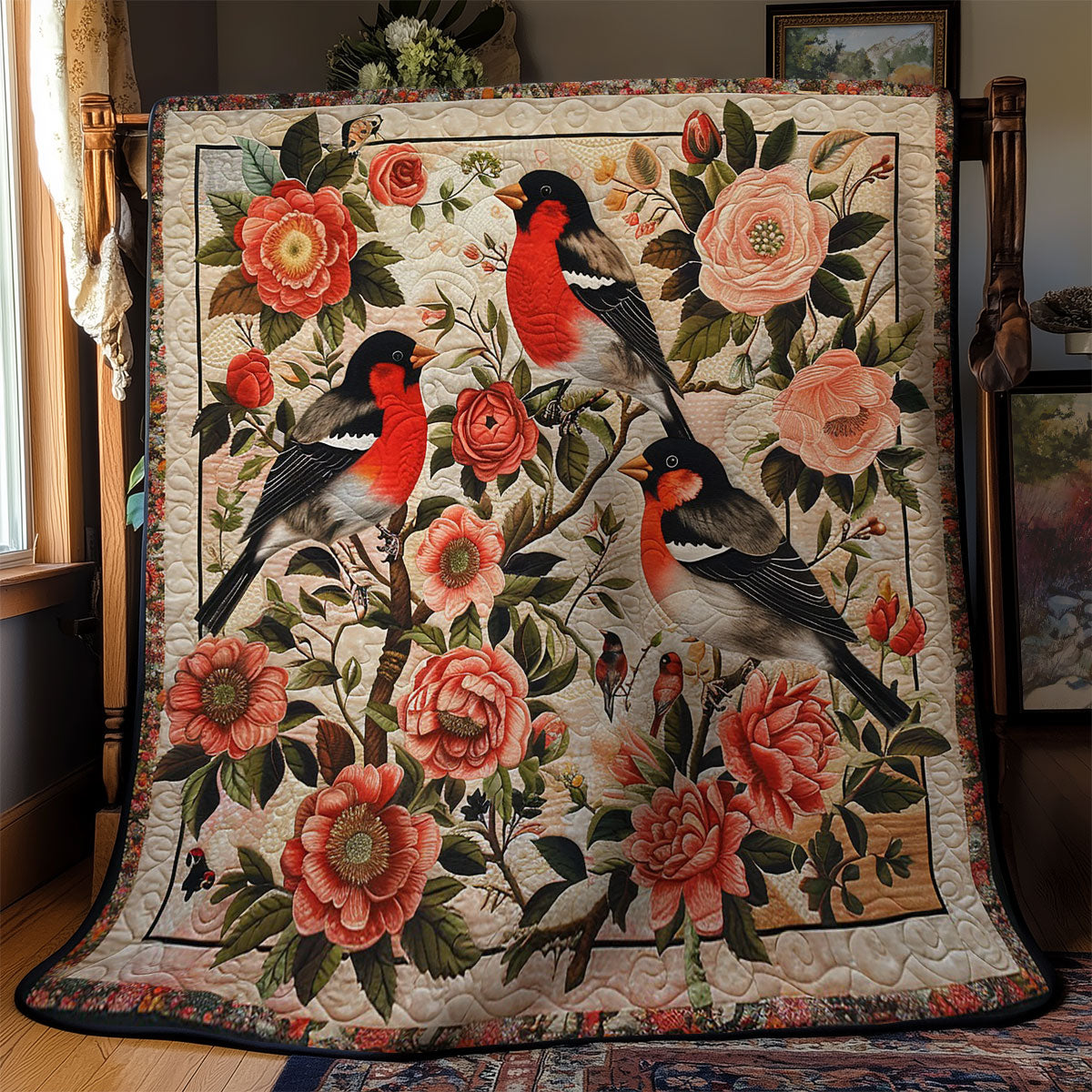 Peony And Bullfinches WM2308017CL Quilt