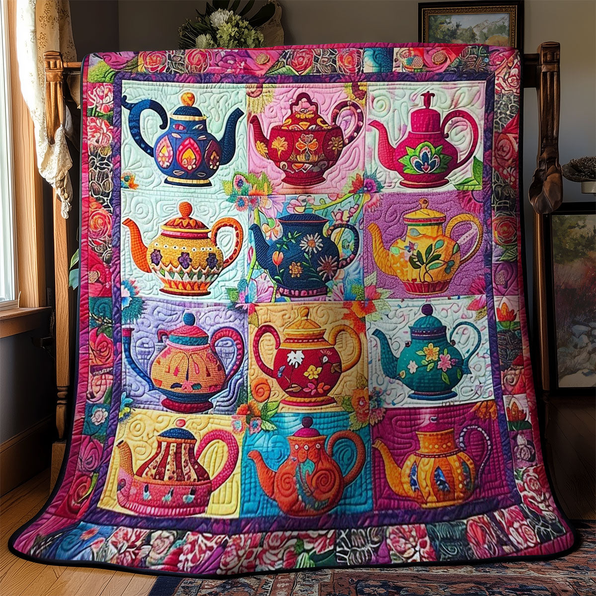Pink Teapots WM2108012CL Quilt