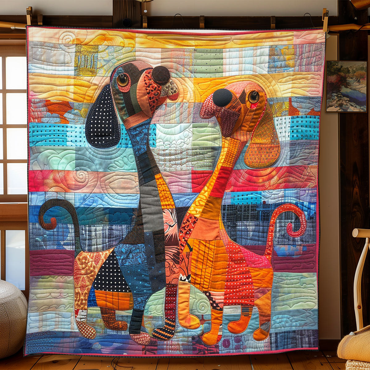 Playful Dachshund WN2208055CL Quilt