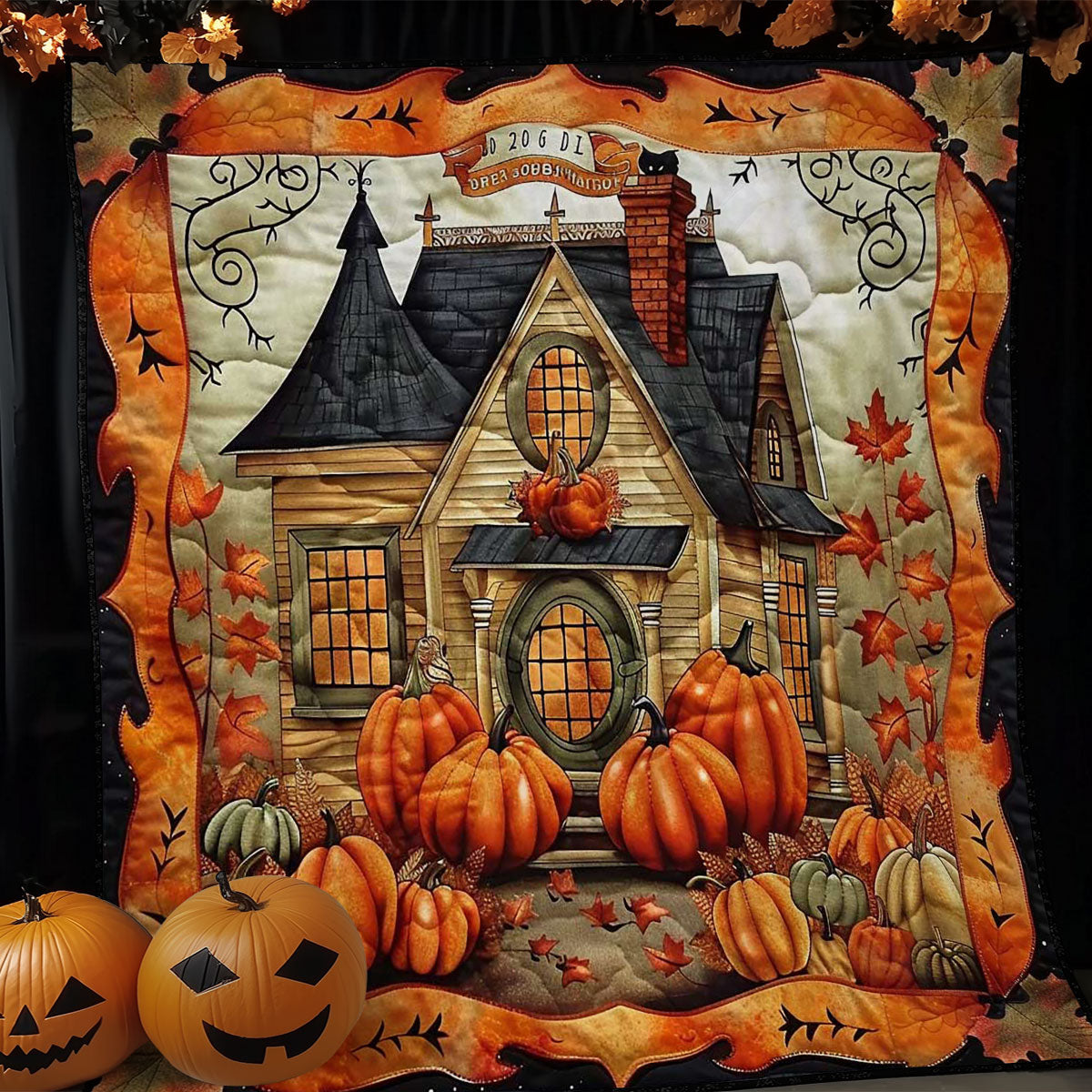 Pumpkin Ghost House WN1908066CL Quilt