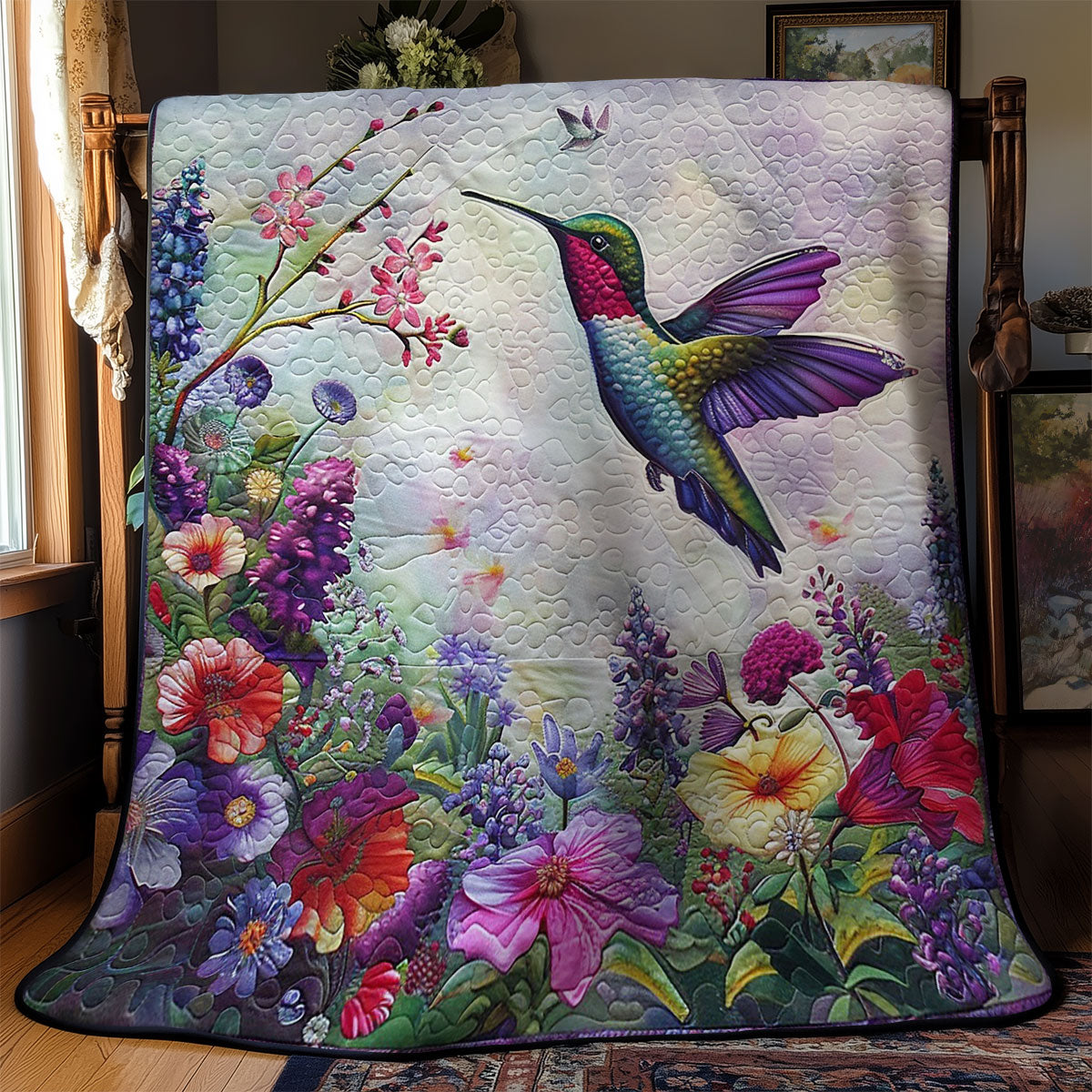 Purple Hummingbird Garden WM1608017CL Quilt