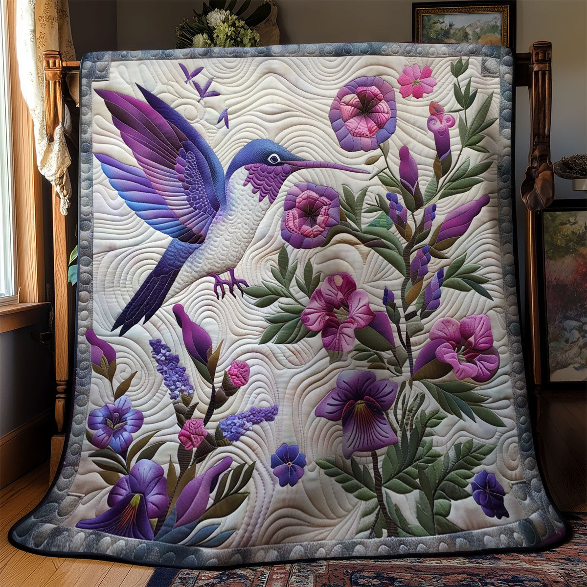 Purple Hummingbird WM0909013CL Quilt