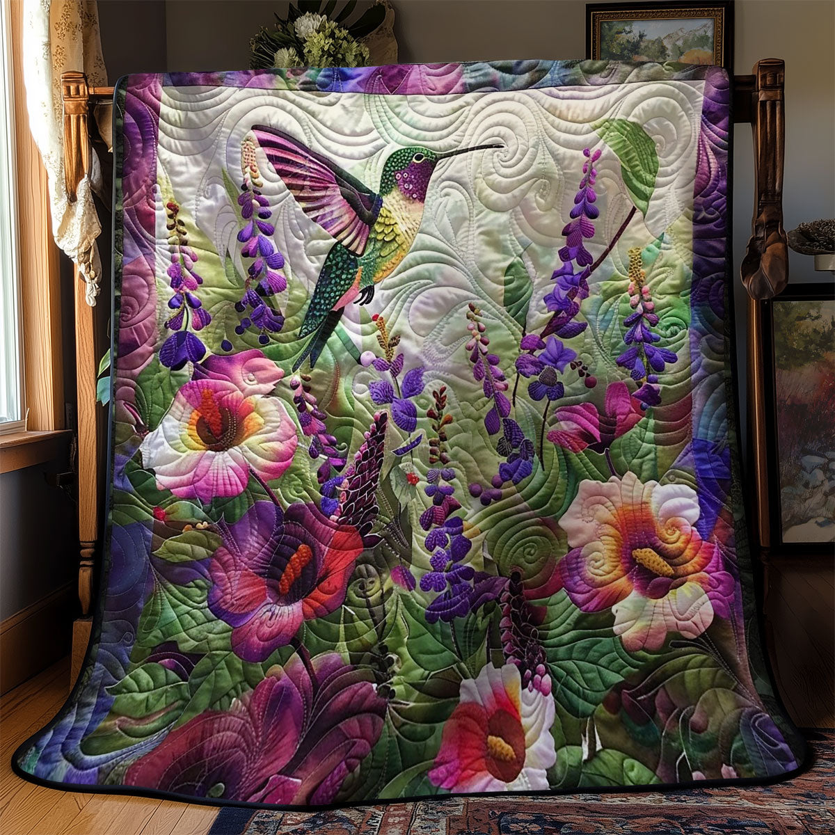 Purple Hummingbird WM1908026CL Quilt