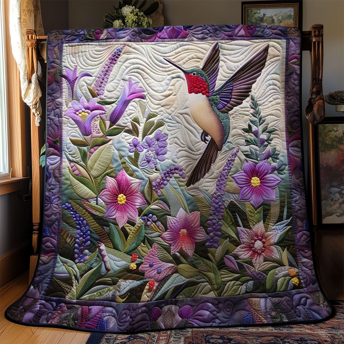 Purple Twinkle Hummingbird WM2908001CL Quilt