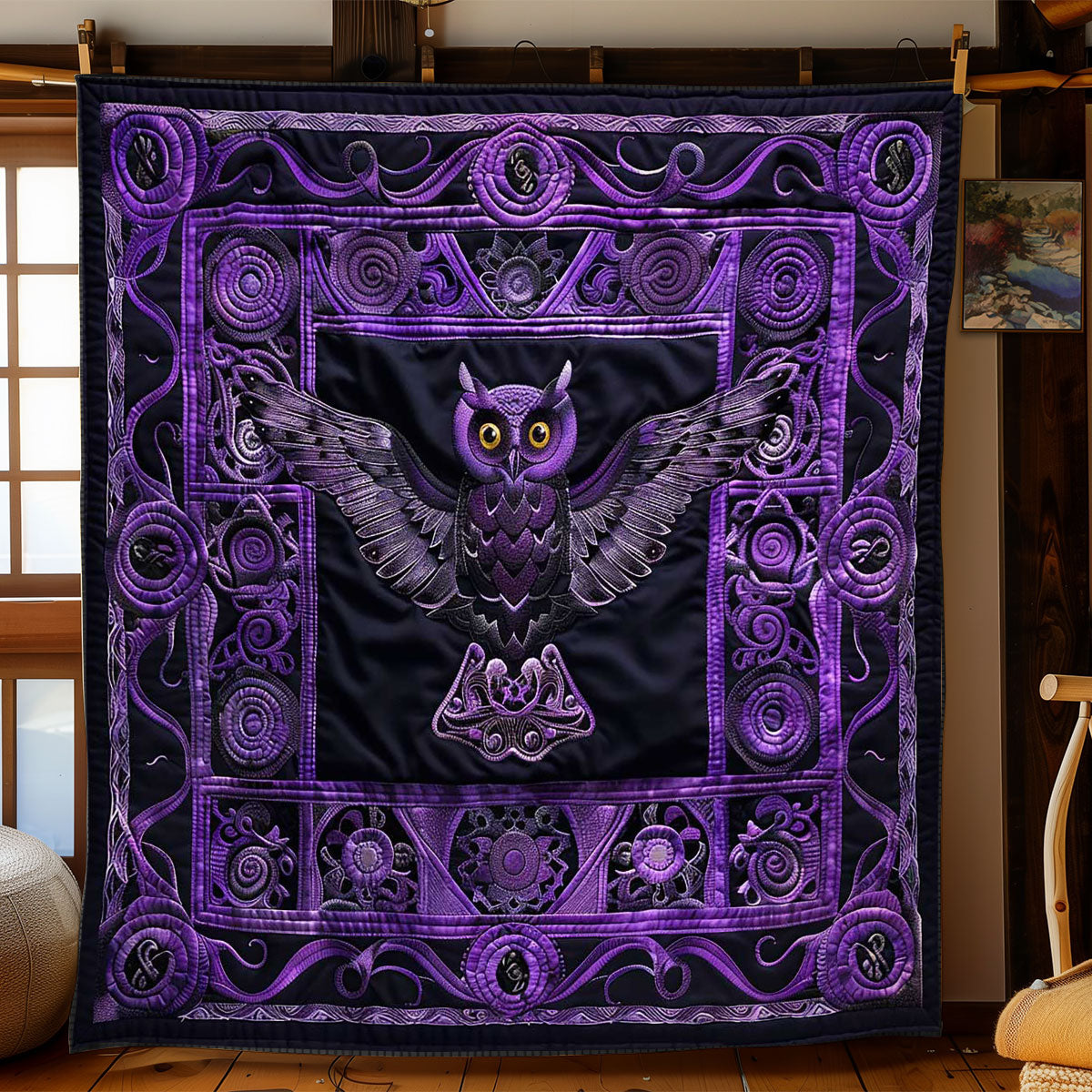 Purple Wisdom Of The Owl WN2408167CL Quilt