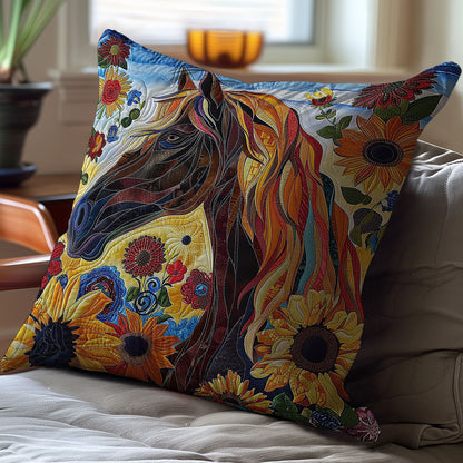 Sunflower Brown Horse WP2507027CL Quilt Pillow Case