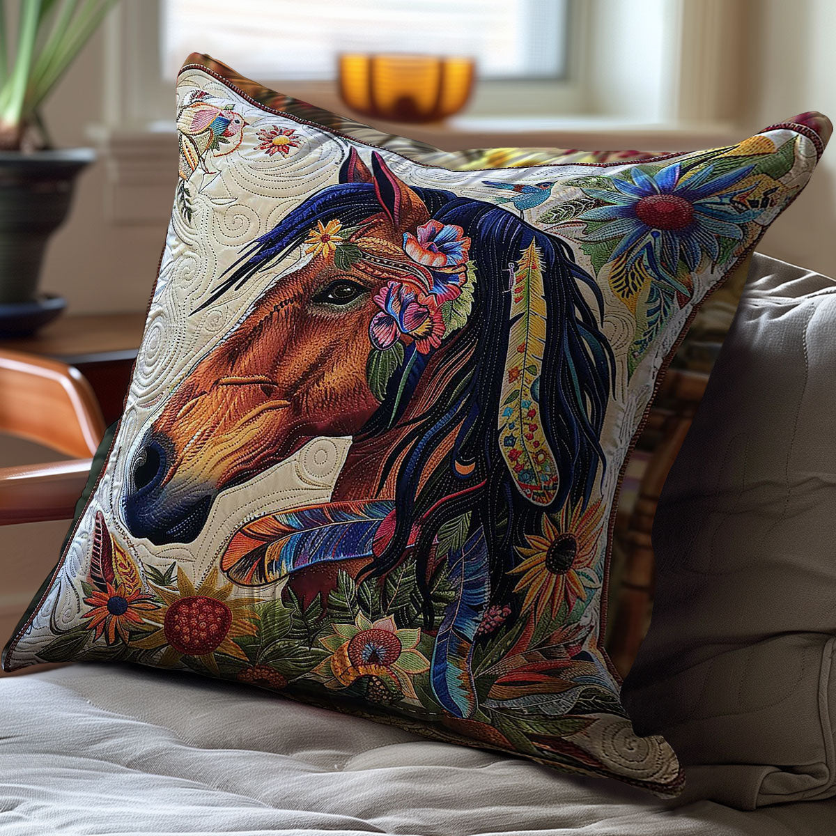 Tribe Horse WP2507033CL Quilt Pillow Case