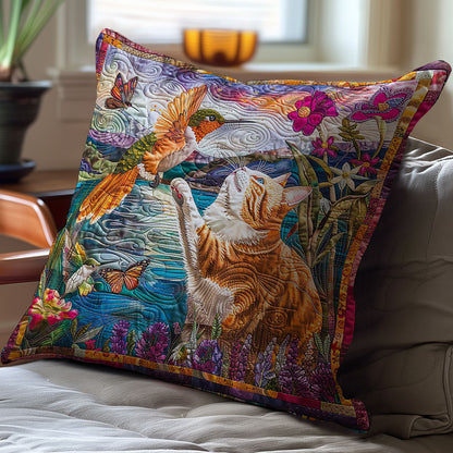 Cat Humming Bird Animal WP2507010CL Quilt Pillow Case